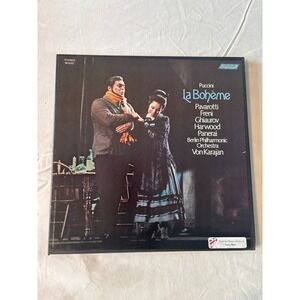 London Puccini La Boheme Pavarotti Karajan Vinyl Box Set OS 26349 Good 1973 2LP